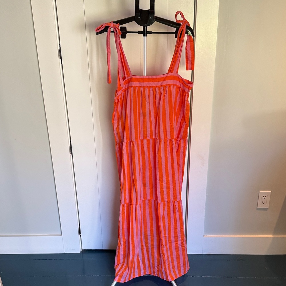 BLOCKPRINTS Orange and Pink Striped Dress Size M